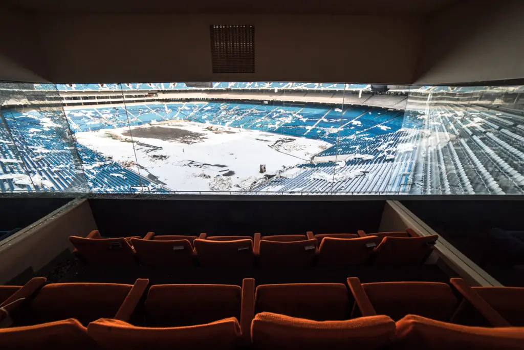 abandoned silverdome stadium in pontiac michigan vip seating