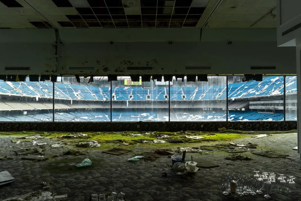 diner inside abandoned silverdome stadium in pontiac michigan