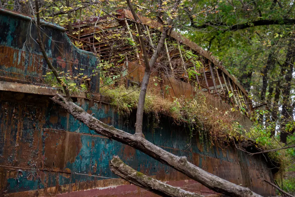 rusted abandoned ghost ship