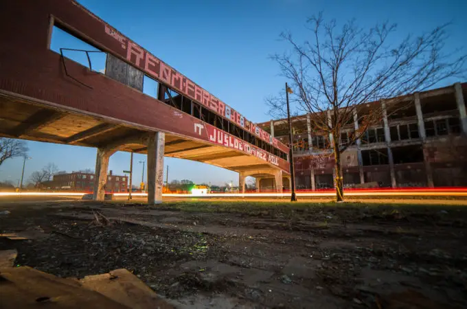 The Historic Packard Plant Bridge Collapses