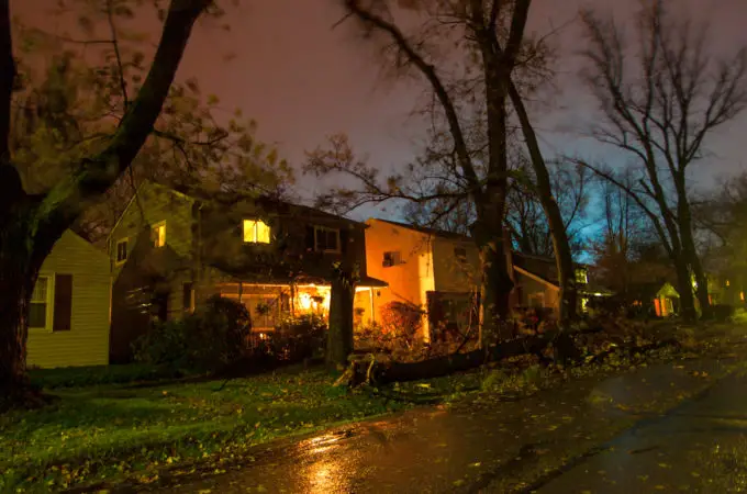 Hurricane Sandy sweeping through blowing up transformers.