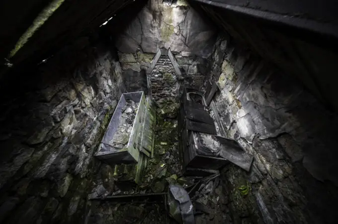 Human Bones Inside An Old Decaying Mausoleum