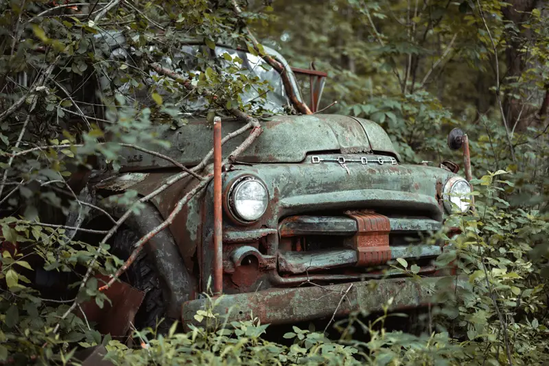 volvo graveyard rusty dodge truck ravenna ohio