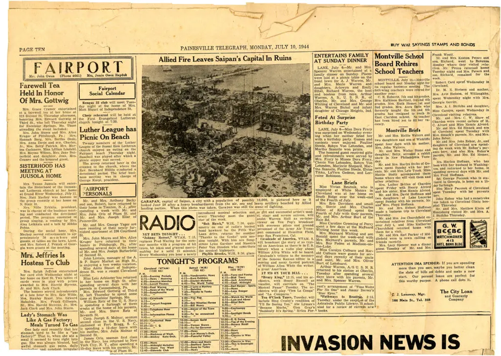 1940s painesville ohio newspaper