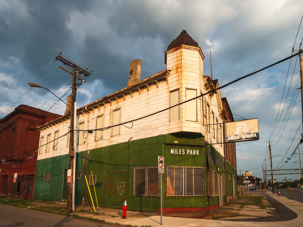 abandoned miles park auto building in cleveland
