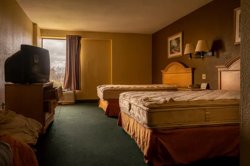 abandoned hotel room
