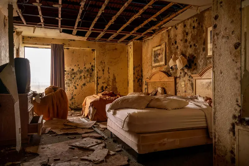 abandoned hotel room