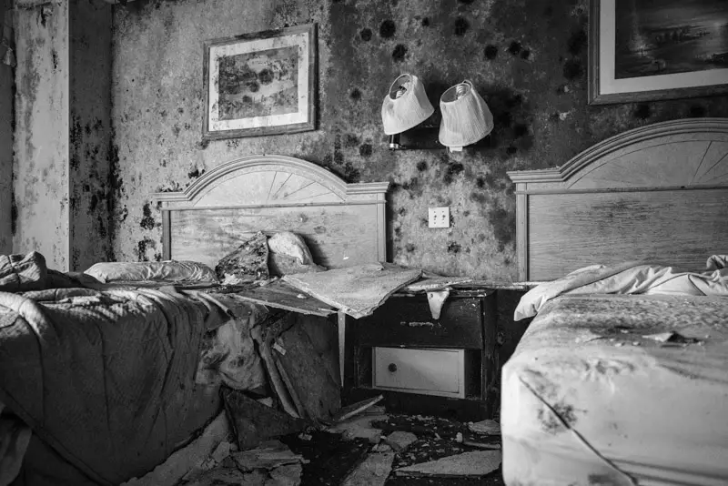 abandoned hotel room