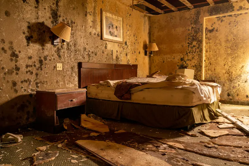 abandoned hotel room