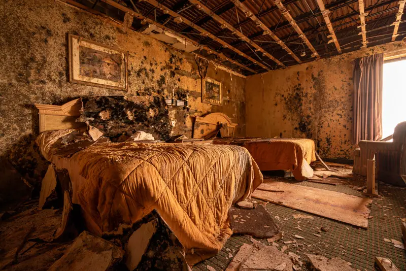 abandoned hotel room