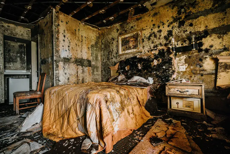 abandoned hotel room