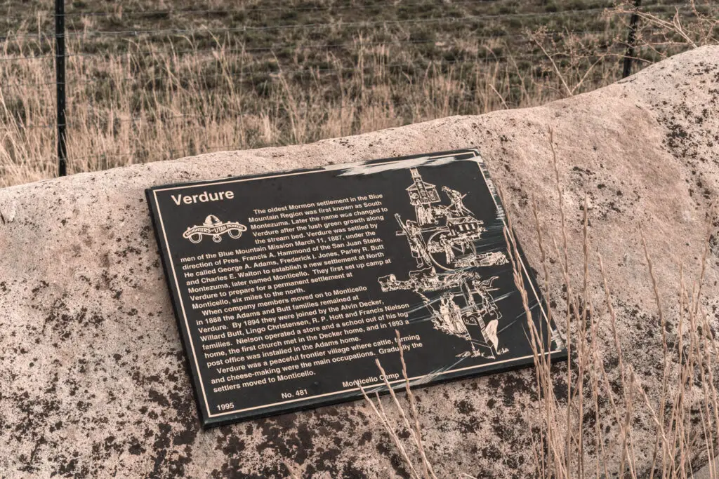 Plaque in Verdure, Utah