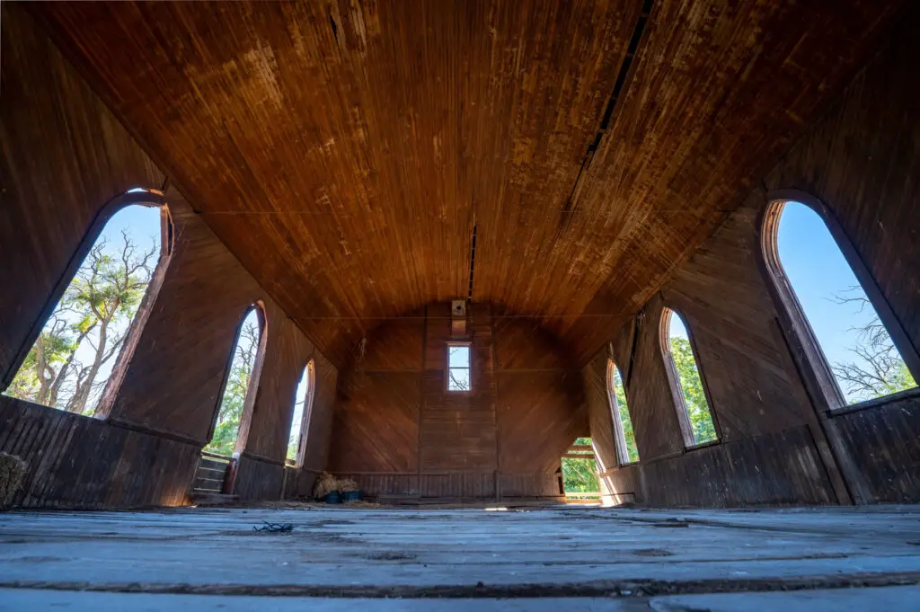 inside the abandoned locust grove church in Oregon