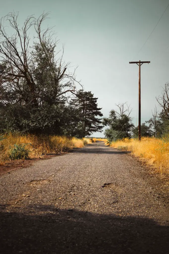 abandoned road in ordnance ghost town in oregon