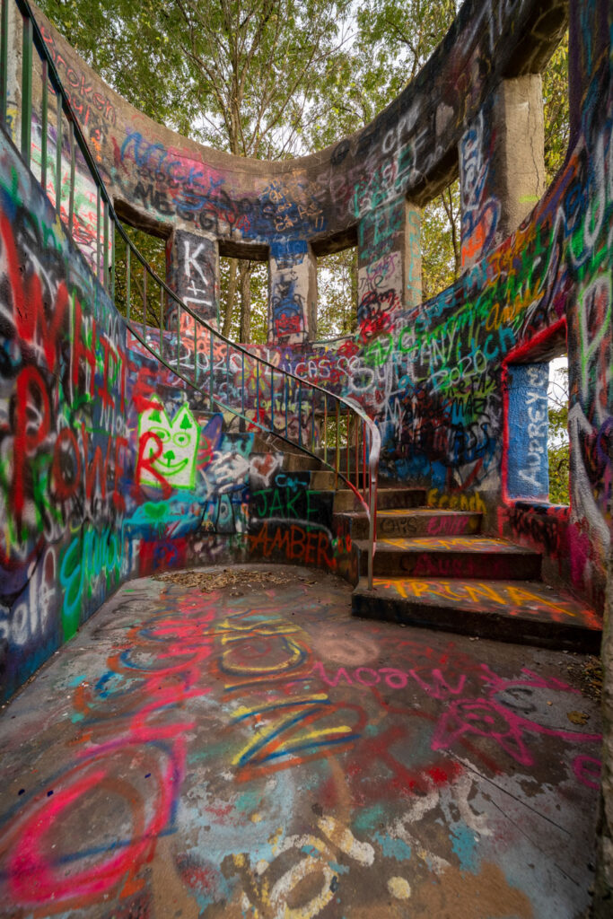 graffiti-covered abandoned mt wood castle in west virginia