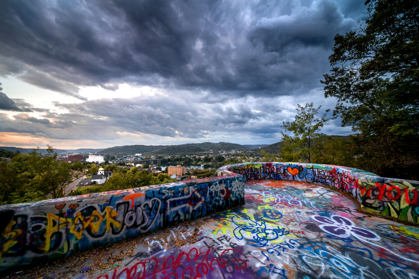view of sunset from atop mt wood castle