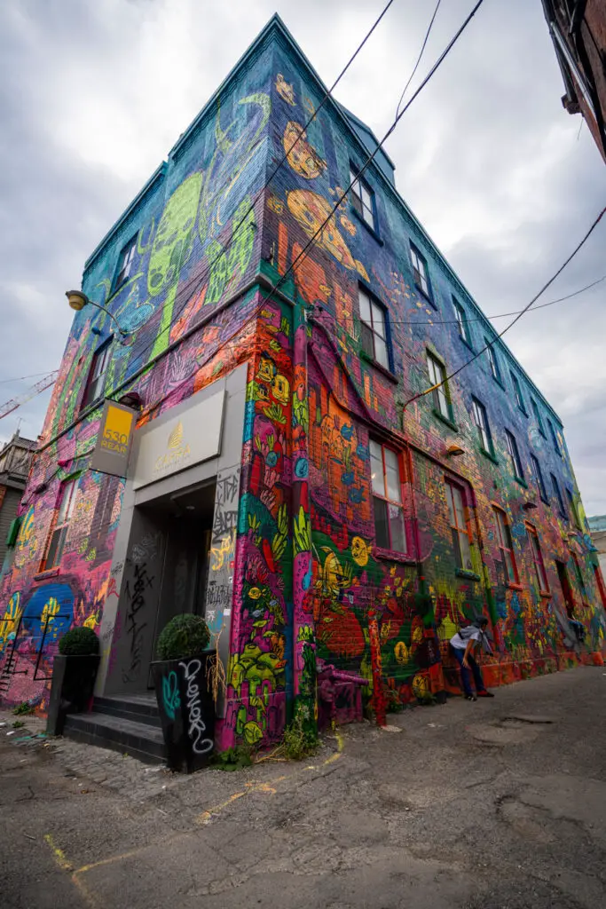 walls full of graffiti in toronto graffiti alley